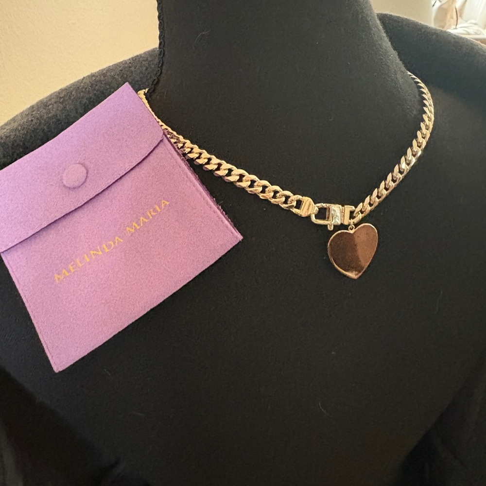 Melinda Maria Gold Heart Cuban link Necklace - Picture 3 of 5